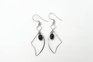 Handmade 925 Sterling Silver Black Onyx Earrings; Minimalist design