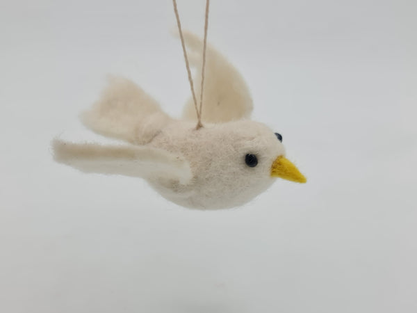 Dovie the Dove, Needle felted with Hanging Thread.