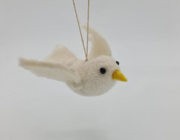 Dovie the Dove, Needle felted with Hanging Thread.