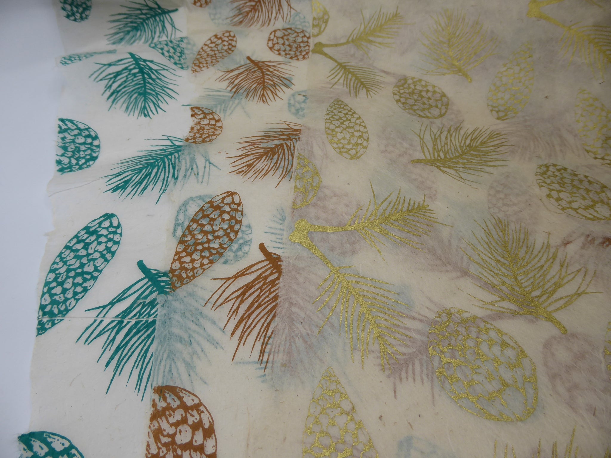 Pine Cones Design Hemp Tissue Paper. Handmade in Nepal