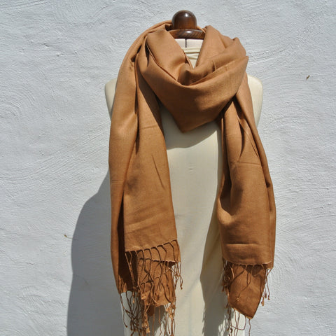 Vintage Pashmina Shawl XL, Cocoa Cream