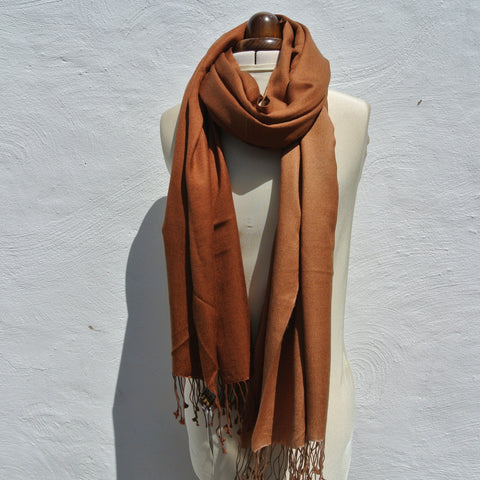 Vintage Pashmina Shawl, Shaded Brown