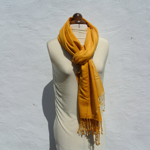 Vintage Pashmina Shawl, Shaded yellow