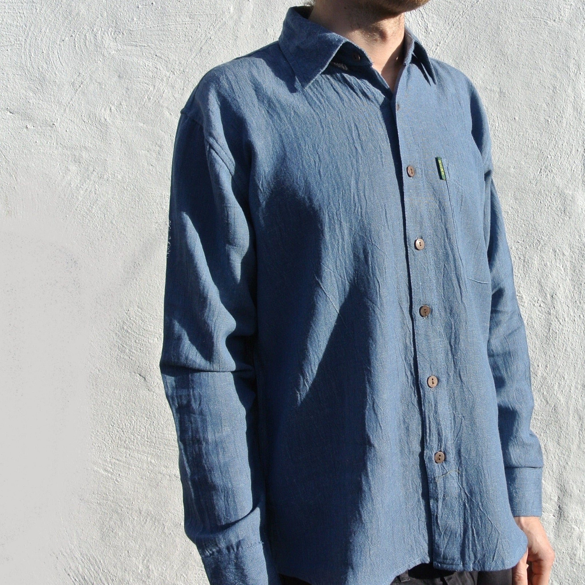 Men's Blue Hemp Shirt - Everyday Wear