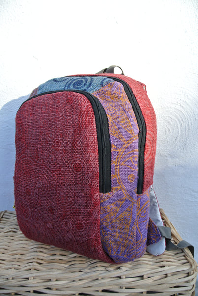 Wild Hemp Laptop Backpack; Handprinted