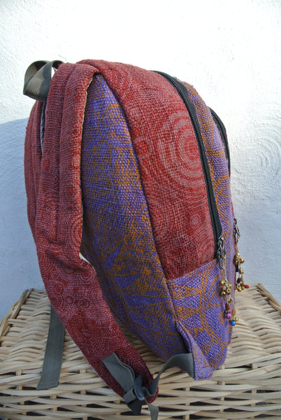 Wild Hemp Laptop Backpack; Handprinted