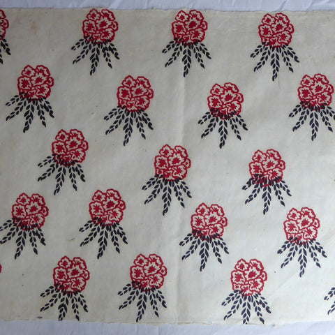 Rhododendron block printed on Lokta Paper, Handmade, Tree-Free & Sustainable