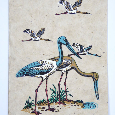 Handmade Lokta Greeting Card, Storks