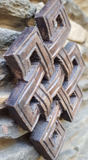 Infinity Knot Wood Carving - hand carved in nepal (Small)