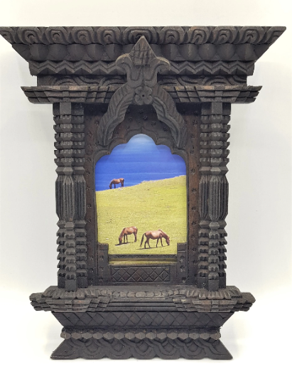 Traditional Nepali Window Picture Frame, hand carved in Nepal