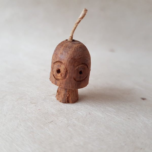 Mushroom Face Shaped Wooden Pendant