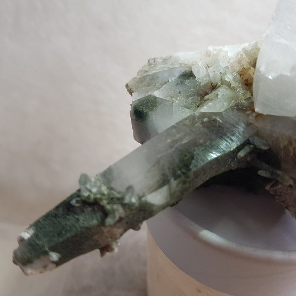 Chlorite Quartz Crystal Cluster from Ganesh Himal, Nepal. Himalayan Green Phantom Quartz. 271gram. Very Rare