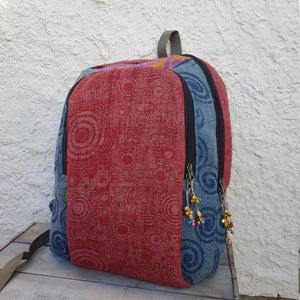 Wild Hemp Laptop Backpack; Handprinted