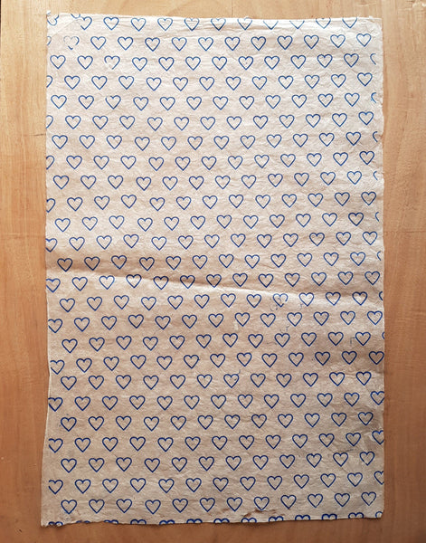 Blue Hearts Print on Hemp Tissue Paper