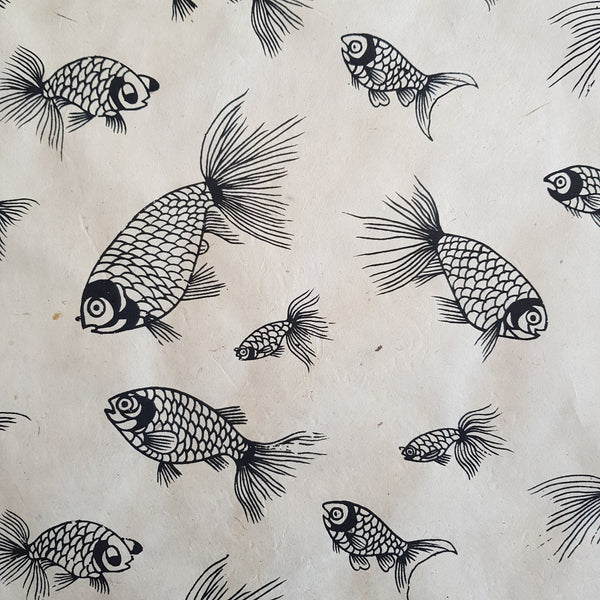 Black Goldfish Print on Lokta Paper, Tree Free & Sustainable