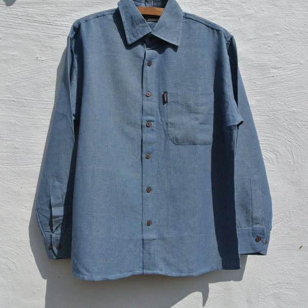 Men's Blue Hemp Shirt - Everyday Wear